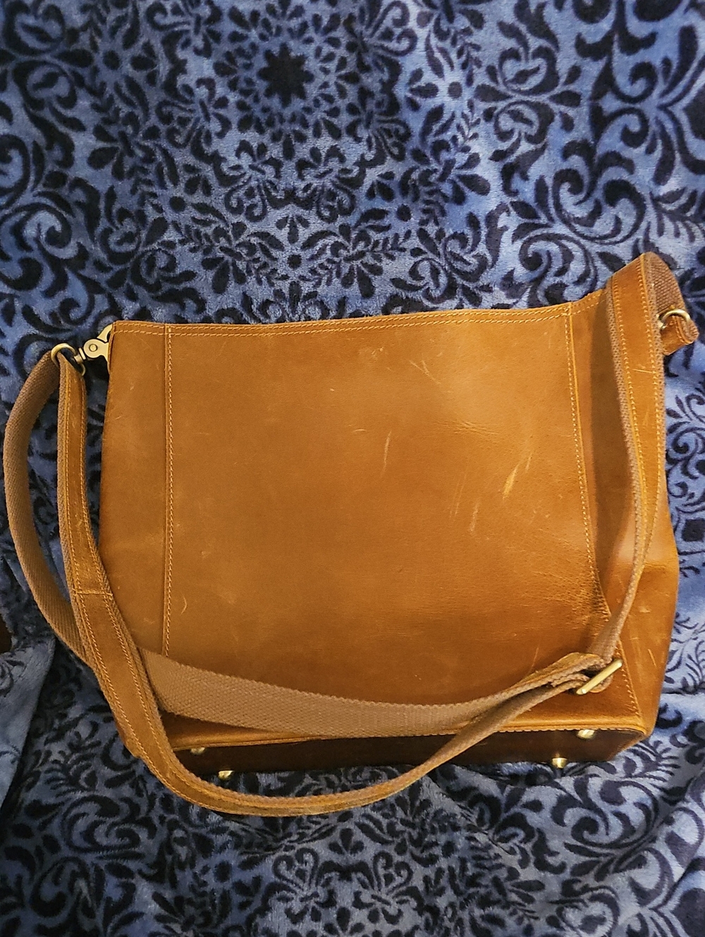 Classic Cognac Leather Crossbody Bag - Women